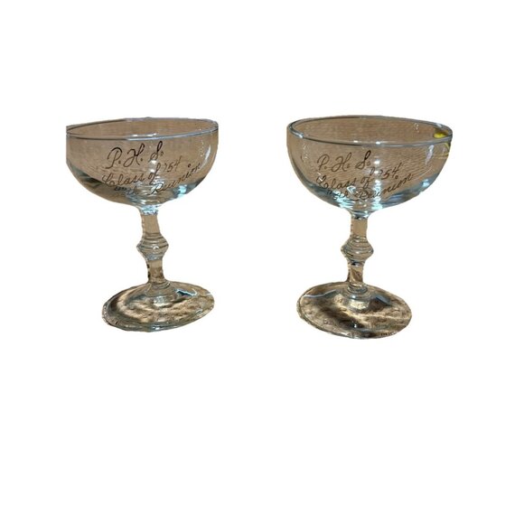 Other - Vintage Set If 2 Champagne Glasses Princeton High School Class Of 54 Reunion